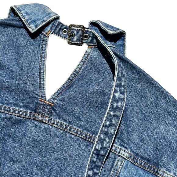 Signal Noise Backstrap cut out cropped denim jacket - Picture 3 of 5